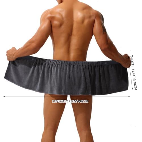 Mens Adjustable Microfiber Bath Wrap Towel - Quick Dry Shower & Spa Cover Up