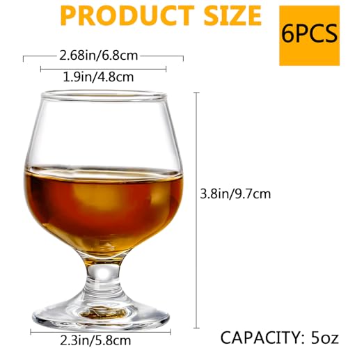 Set of 6 Small Brandy Snifter Glasses 5 OZ Cognac & Spirit Drinkware