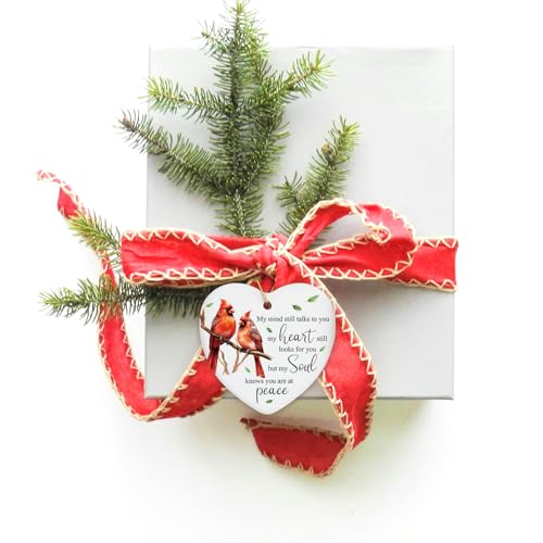 Sympathy Memorial Christmas Ornament - My Mind Still Talks to You Cardinal Gift