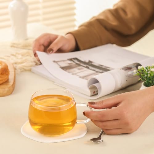 GURUDAR 12OZ/360ML Set of 2 Borosilicate Glass Tea Cups with Handles - Microwave & Dishwasher Safe