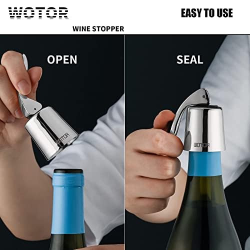 Stainless Steel Wine Bottle Stoppers - Reusable Leakproof Wine Saver (2 Pack)
