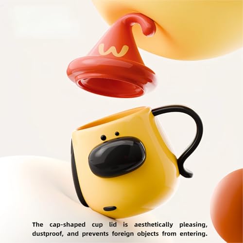 Dog-Shaped Ceramic Coffee Mug 17oz with Lid - Cute Holiday Gift for Pets & Coffee Lovers