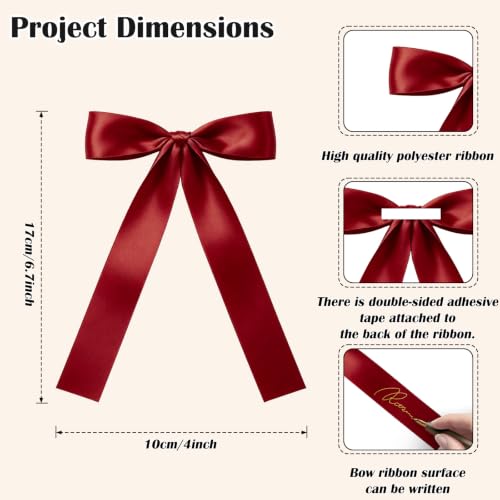 GKXMAXIWANG Burgundy Satin Bow Set for Wine Glasses & Candles, 30 Pack