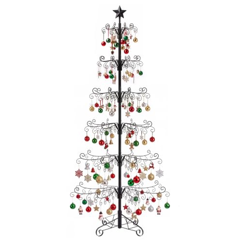 Aduanbang 6.5 Ft Black Metal Ornament Display Tree Stand with 240 Hooks