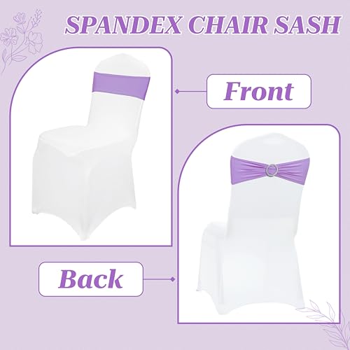 Spandex Chair Sashes with Slider Buckle - Pack of 100 Lavender Stretch Bands