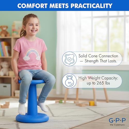 Kids Wobble Stools, 17.7-Inch Active Seating Chairs, 2-Pack - Black
