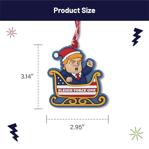 Sleigh Force One Funny Christmas Ornament - Sarcastic Holiday Tree Decoration - Gag Gift for Adults, Friends, Coworkers