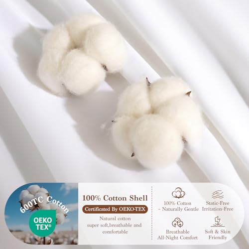 Queen Goose Down Comforter, 850 Fill Power, 600 TC Cotton Cover