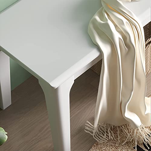 Solid Wood Dining Bench, 47-Inch White Entryway Bed End Stool