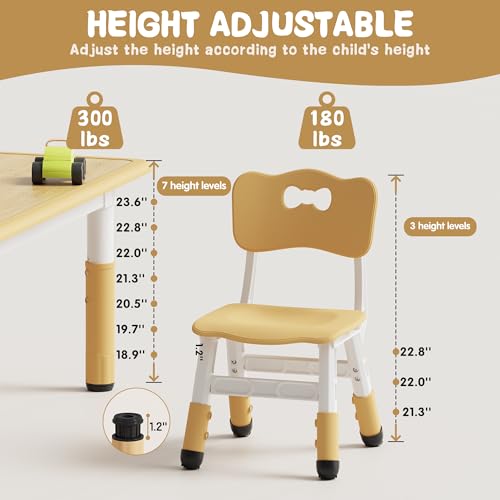 Height Adjustable Toddler Table and 4 Chairs Set - Sturdy Kids Activity Desk