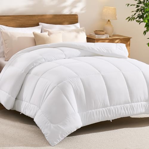 CozyLux Queen Down Alternative Duvet Insert - All Season Bed Comforter, White
