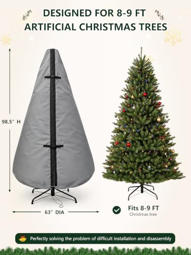 Hadisi Grey 9Ft Upright Christmas Tree Storage Bag with Support Rod Technology