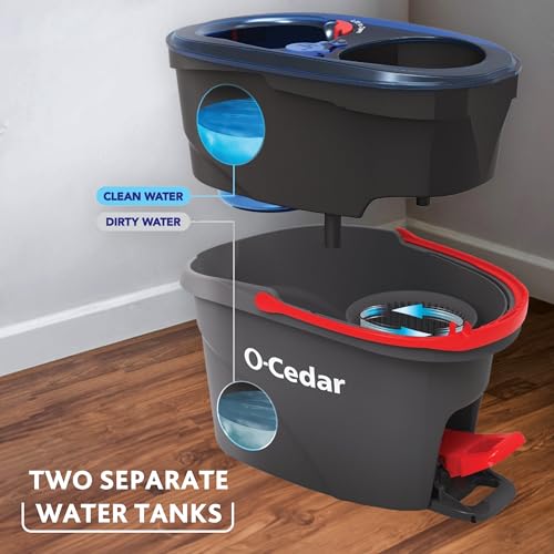 Dual Chamber Spin Mop and Bucket System with 2 Extra Refill Heads