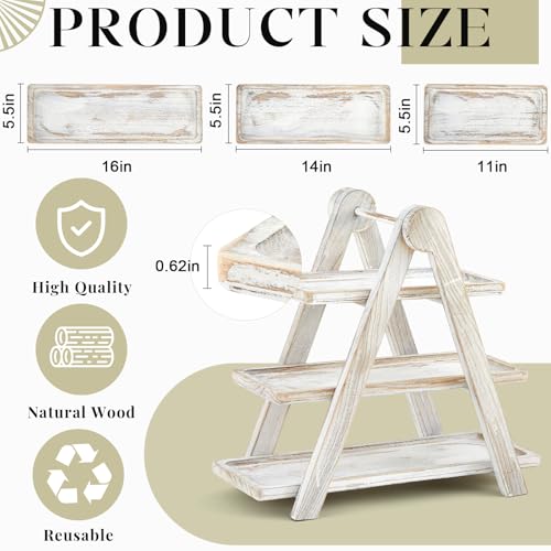 Rustic 3 Tier Wooden Cupcake Stand Ladder - Beeveer Party Dessert Display