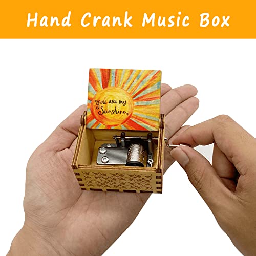 You Are My Sunshine Wooden Hand Crank Music Box - Vintage Mini Gift