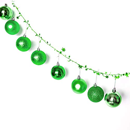50ft Green Star Tinsel Garland with Wire - Christmas Star Decorations, 2 Pack