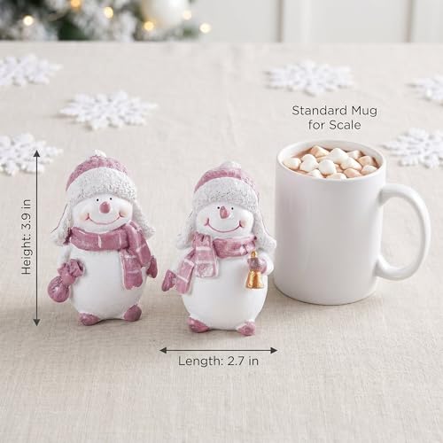 Brizoria Whiterose Snowman Figurine Set - Indoor Christmas Decorations, 2 Pieces
