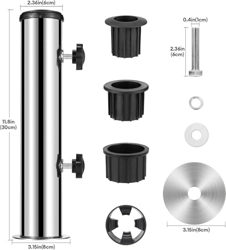 Stainless Steel Umbrella Stand Tube Replacement for Granite Base DIY Mount