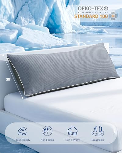 Cooling Body Pillow with Adjustable Blue Memory Foam - 20x54 Inch