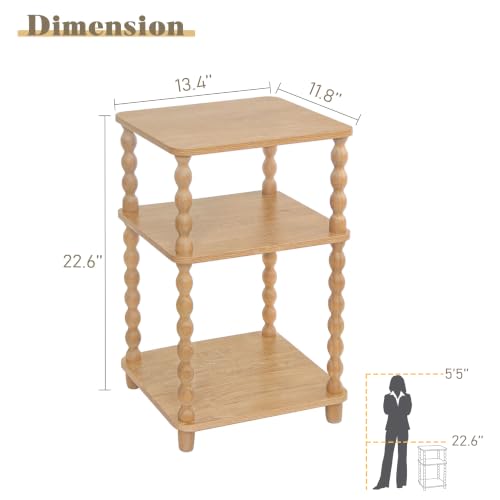 3-Tier Modern End Table with Open Shelves, Small Side Table for Bedroom