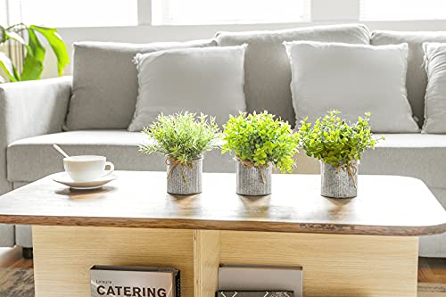 3 Pack Small Artificial Potted Plants in Galvanized Metal Pots, Rustic Decor