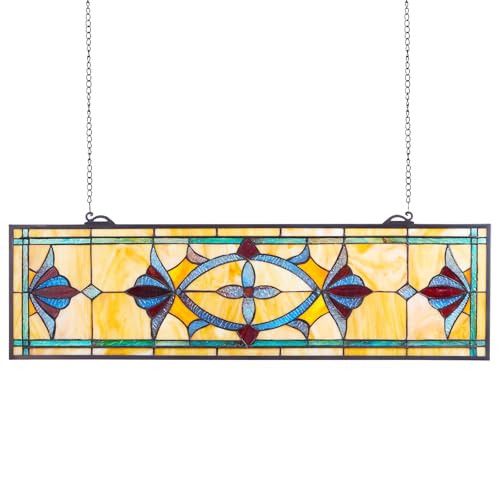 Hanging Stained Glass Window Panel - Tiffany Style 32 x 10 in