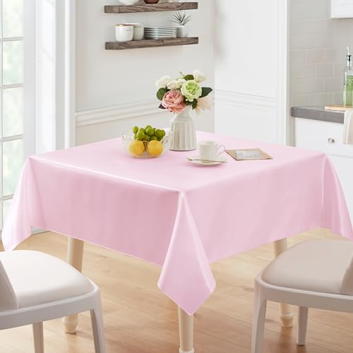 Pink Satin Rectangular Table Cover 60 x 84 Inches - Counfeisly