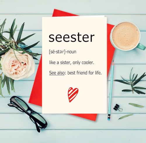 Seester Definition Card for Sister Gifts - Funny Sister Birthday & Christmas Card S2