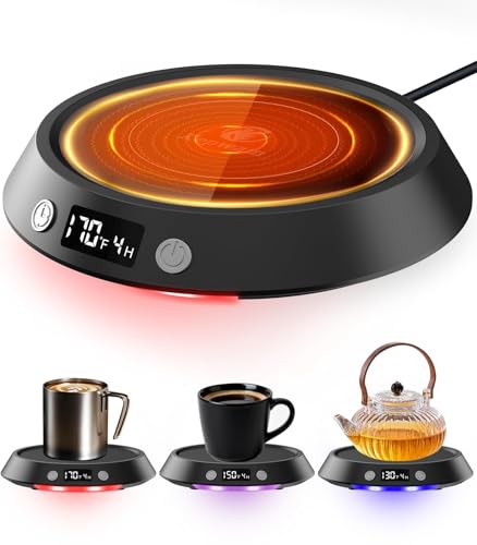 Kepwam Black Mug Warmer for Desk - 3 Temp Settings & 2-9H Timer, Coffee & Candle Warmer