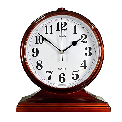 10-Inch Retro Desk Clock, Silent Battery-Operated Mantel Clock