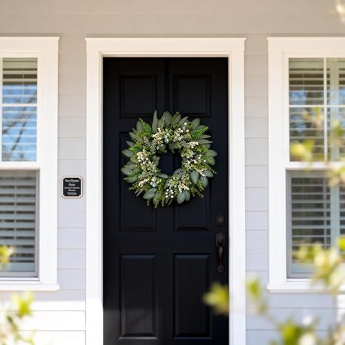 24-Inch Artificial Eucalyptus Wreath with Berries for Front Door Decor