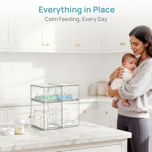 Vtopmart Stackable Storage Drawers Set of 4 - Small & Tall Baby Bottle Organizer