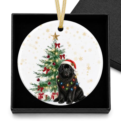 Gitzau Newfoundland Dog Ceramic Christmas Ornament - Holiday Tree Decor