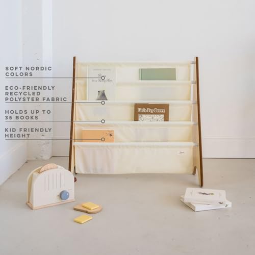 4-Tier Recycled Kids Bookshelf - Front-Facing Toddler Book Organizer