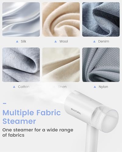 BEAUTURAL Portable Travel Garment Steamer for Clothes - 1000W White