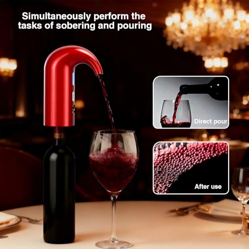 Yoocylii Burgundy Electric Wine Aerator Dispenser – 200ml Auto Pour with LED Display
