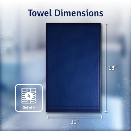Monogrammed Navy Blue Fingertip Towels - 4 Pack Soft Cotton Velour Set