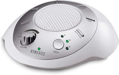 Homedics White Noise Sound Machine, Portable Travel Sleep Therapy with 6 Nature Sounds and Timer