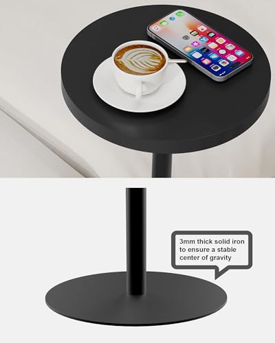 Tall Round Side Table, Small Metal Pedestal End Table for Living Room
