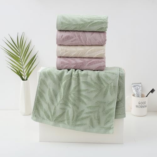 Decorative Leaf Pattern Hand Towels - 100% Cotton, Soft & Absorbent (Set of 2)