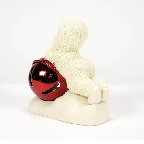 Christmas Snowbaby Figurine with Red Jingle Bell - Holiday Decor, 3.54 Inch
