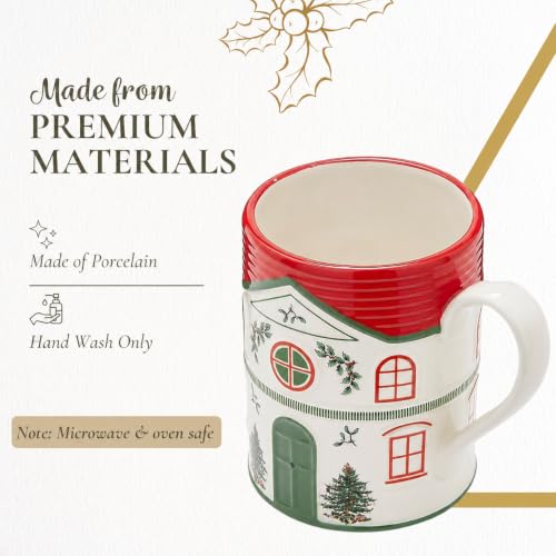 Spode Christmas Village Mug 14oz Red Festive House Holiday Coffee Cup