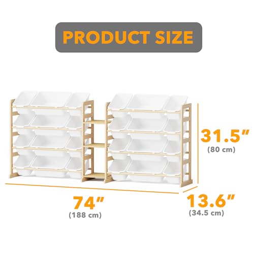 Large Kids Toy Storage Organizer with 24 Bins and 3 Shelves, White