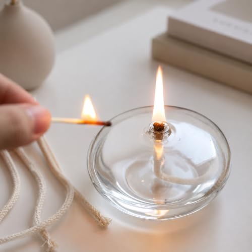 5-Pack Cotton Oil Lamp Wicks with Glass Tube Holders & Oil Funnel