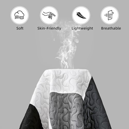Tyrot Modern Black & Grey Geometric Quilt Set - Full/Queen 3 Piece