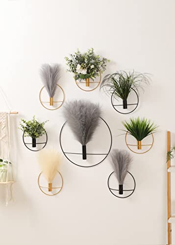 Boho Wall-Mounted Metal Ring Artificial Plant Decor, 2 Pack Hanging Greenery