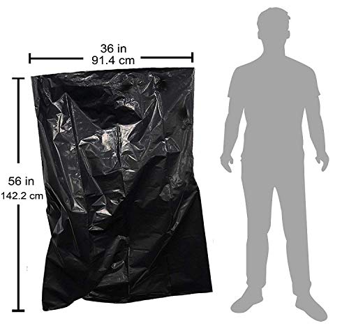 Heavy Duty 55 Gallon Contractor Trash Bags - 2 Mil Thick, Black (20 Count)