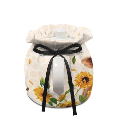 Sunflower Cow Print Teapot Thermal Cover - Insulated Kettle Tea Cozy