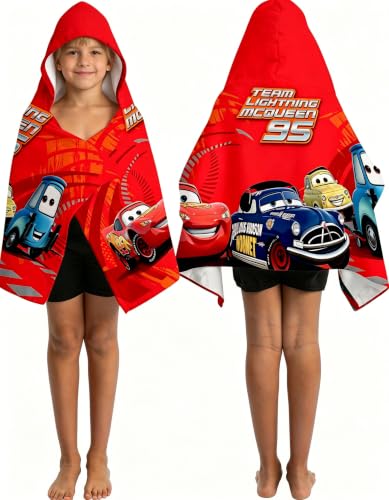 Cars Printed Soft Microfiber Hooded Towel Wrap, 28 x 55 Inch Absorbent