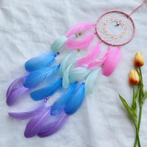 Handmade Colorful Feather Dream Catcher Wall Hanging Home Decor